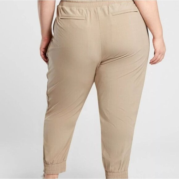 NWT Athleta Brooklyn Textured Jogger Windowpane Silt Taupe Plus Size - Picture 7 of 7
